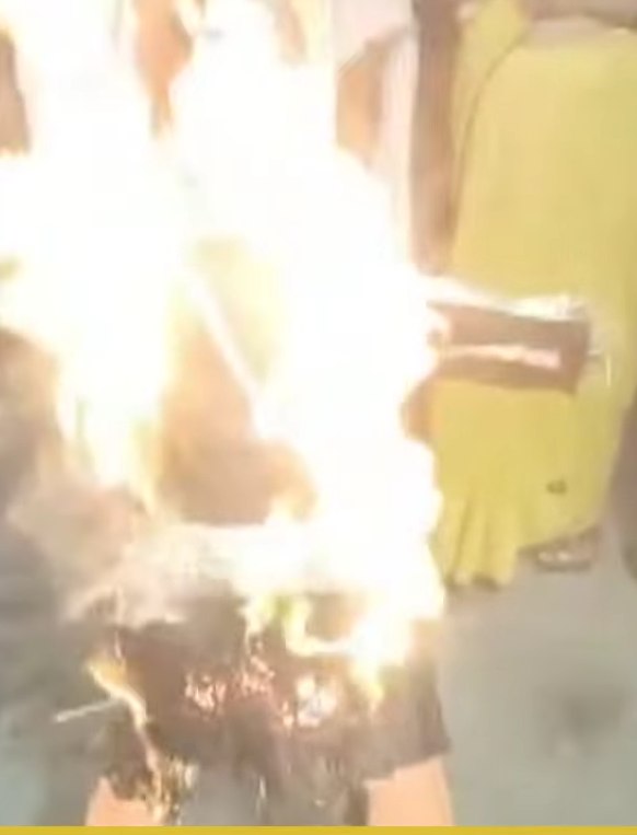 Effigies of Anirudhacharya ji Burnt